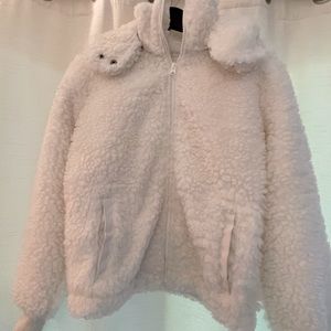 White fleece Abercrombie and Fitch jacket